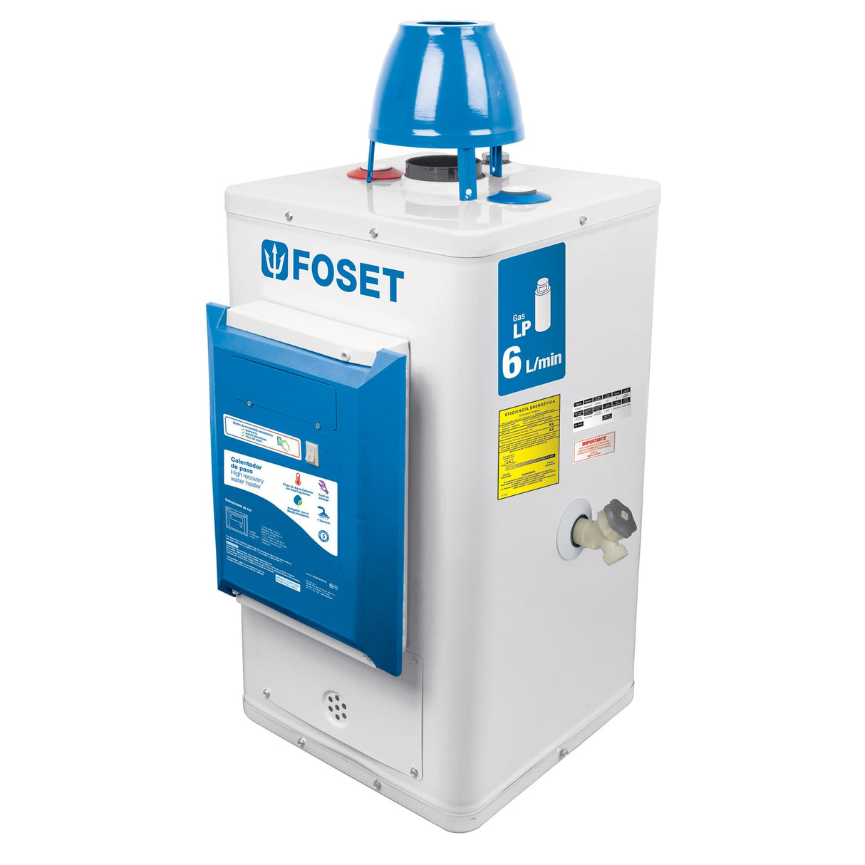 CALENTADOR DE PASO 6L GAS LP 1 SERV ENCENDIDO ELECTRICO MCA FOSET
