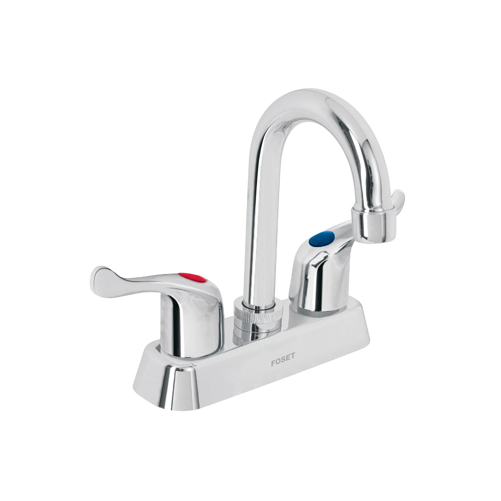 MEZCLADORA PLASTICA PARA LAVABO CUELLO TIPO BAR PALANCA TRUPER FOSET BASIC