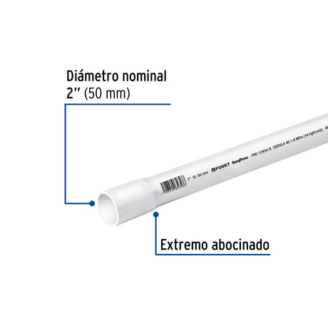 TUBO DE PVC HIDRAULICO CEDULA 40 2" TRAMO 3M FOSET