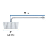 REGADERA ACERO INOXIDABLE 8" CON BRAZO CROMADO FOSET RIVIERA