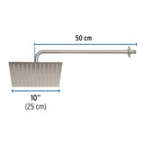 REGADERA ACERO INOXIDABLE 10" CON BRAZO SATINADO FOSET RIVIERA