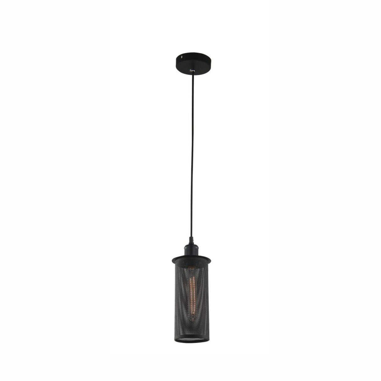 LUMINARIA COLGANTE REJILLA METAL NEGRO 1X60W. ASGAR TECNOLITE HOME *** EXHIBIDO ***