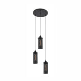 LUMINARIA COLGANTE REJILLA METAL NEGRO 3X60W. ASGAR