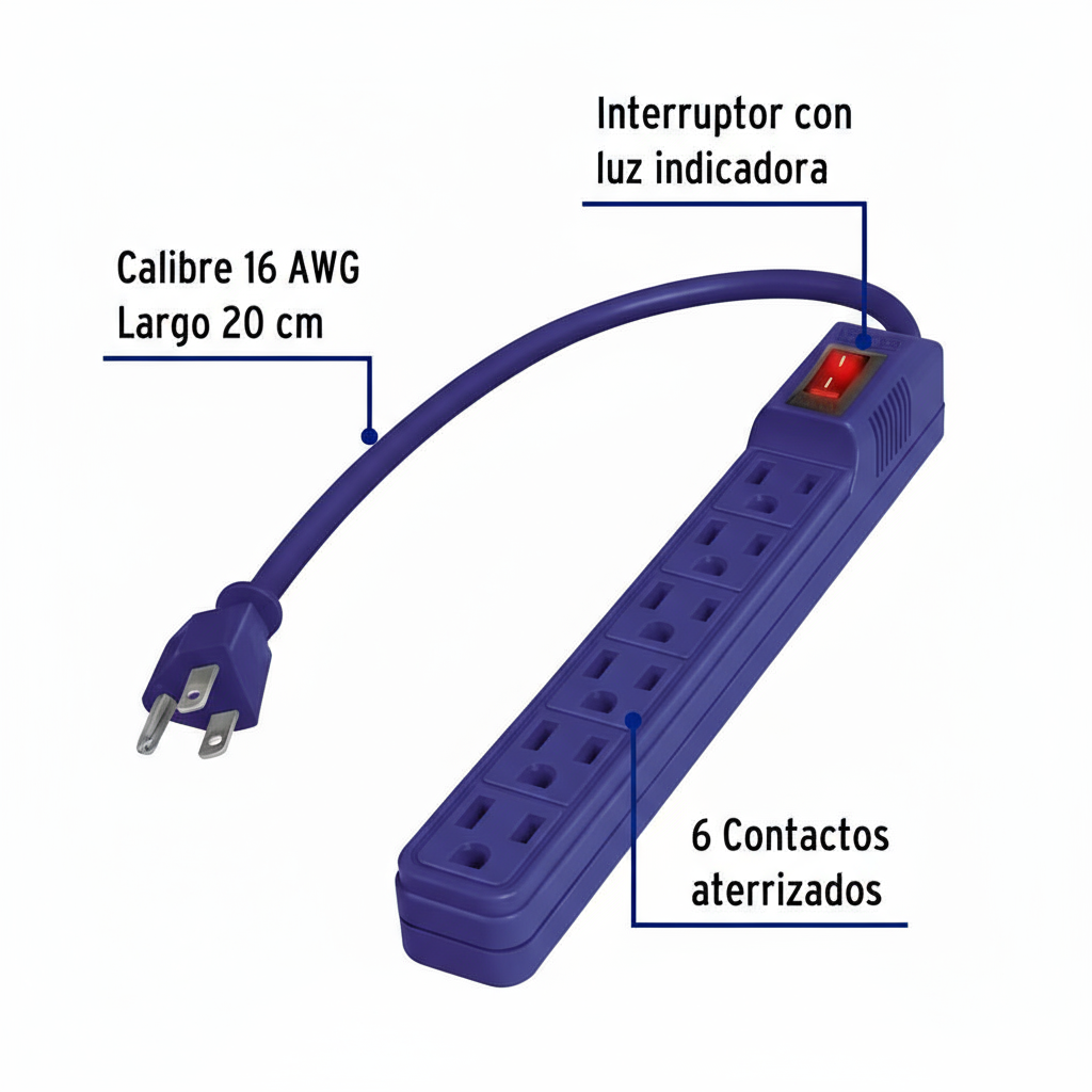 MULTICONTACTO 6 ENTRADAS MORADO MUL-6EG 46021 TRUPER