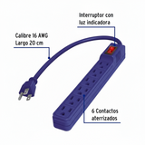 MULTICONTACTO 6 ENTRADAS MORADO MUL-6EG 46021 TRUPER