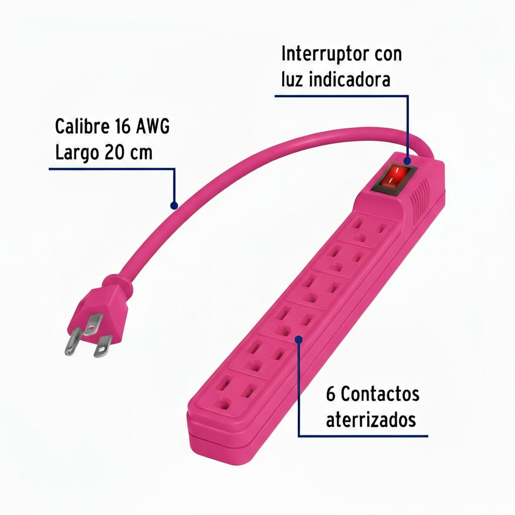 MULTICONTACTO 6 ENTRADAS ROSA MUL-6EG 46021 TRUPER