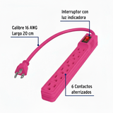 MULTICONTACTO 6 ENTRADAS ROSA MUL-6EG 46021 TRUPER