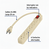 MULTICONTACTO 6 ENTRADAS MUL-6EG 46021 TRUPER *** VARIOS COLORES ***