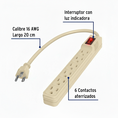MULTICONTACTO 6 ENTRADAS MUL-6EG 46021 TRUPER *** VARIOS COLORES ***