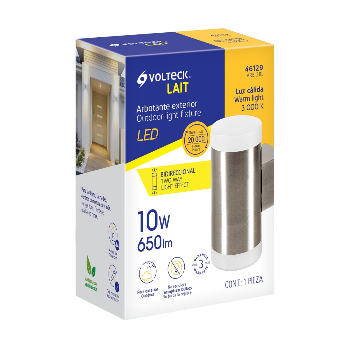 ARBOTANTE DECORATIVO LED 2 SPOTS 10W/127V. 3000K LUZ CALIDA ARB-211L 46129 TRUPER