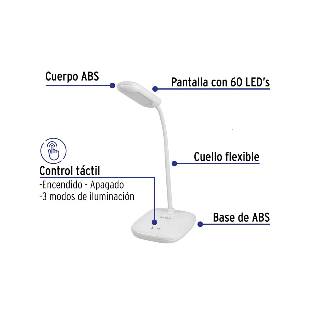LAMPARA DE LED PARA ESCRITORIO 5W/120-240V. 6500K LUZ DE DIA LES-100L 46189 TRUPER