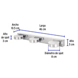 ARBOTANTE LED DECORATIVO BAÑO 10W/120-220V. 3 SPOTS 4000K LUZ BLANCA ARB-300L 46346 TRUPER