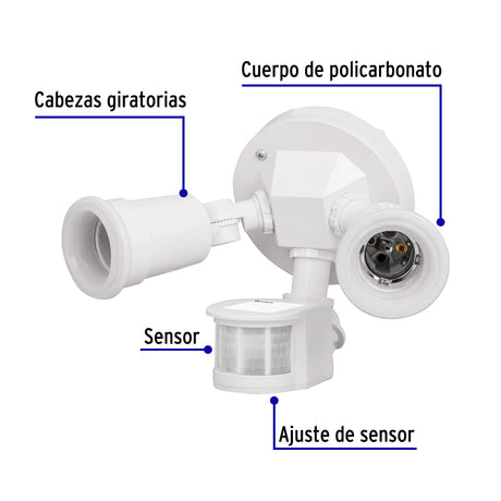 ARBOTANTE DE SEGURIDAD CON SENSOR DE MOVIMIENTO 300W/120V. BLANCO ARB-901S 46480 TRUPER