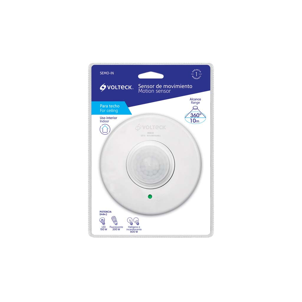 SENSOR DE MOVIMIENTO PARA TECHO BCO ALCANCE 10MTS 360