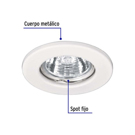 LUMINARIO REDONDO EMPOTRABLE REDONDO FIJO 50W. BLANCO LED O HALOGENO EMP-100S 46612 TRUPER *** OFRECER YD-220/B ***