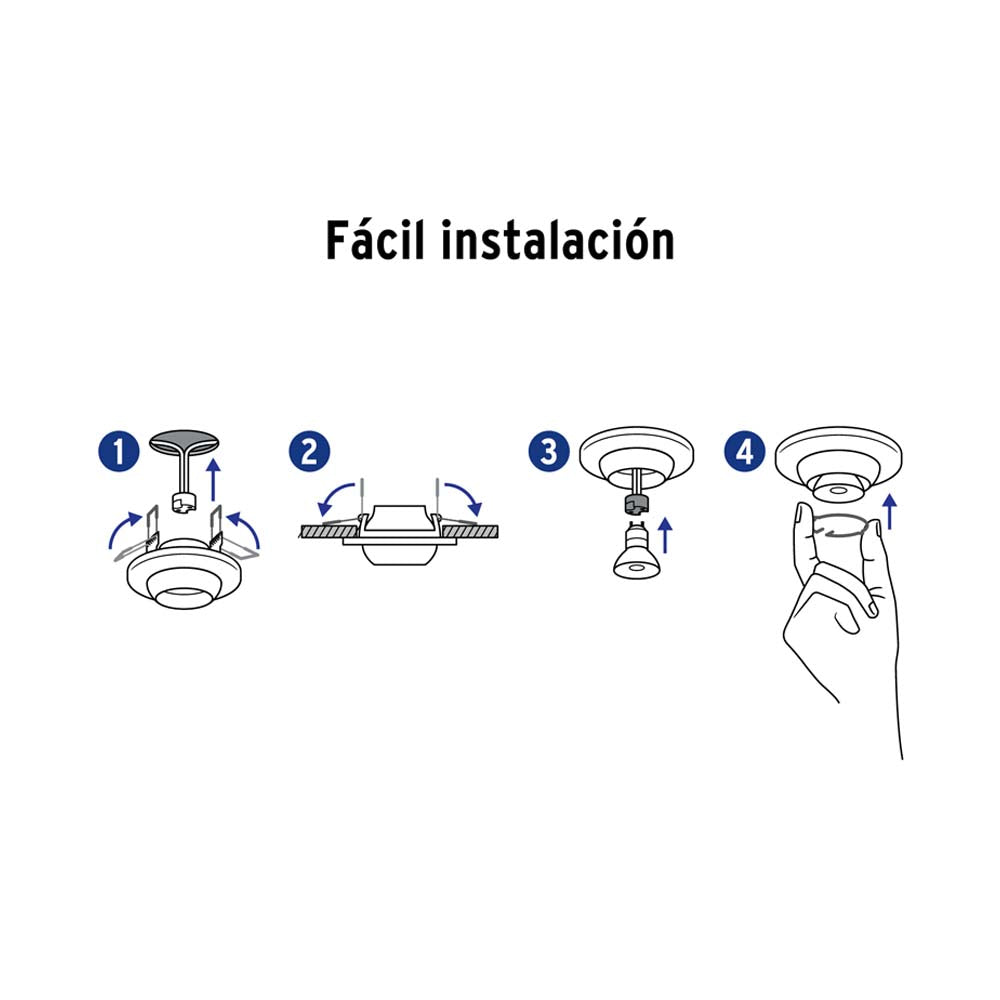 LUMINARIO REDONDO EMPOTRABLE REDONDO FIJO 50W. BLANCO LED O HALOGENO EMP-100S 46612 TRUPER *** OFRECER YD-220/B ***