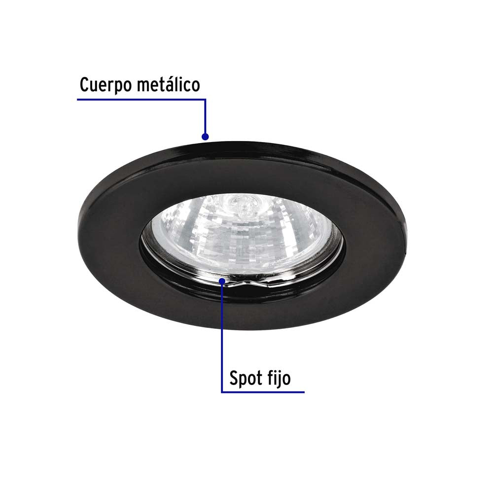 LUMINARIO REDONDO EMPOTRABLE REDONDO FIJO 50W. NEGRO LED O HALOGENO EMP-101S 46613 TRUPER *** OFRECER YD-220/N ***