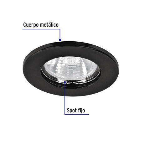 LUMINARIO REDONDO EMPOTRABLE REDONDO FIJO 50W. NEGRO LED O HALOGENO EMP-101S 46613 TRUPER *** OFRECER YD-220/N ***