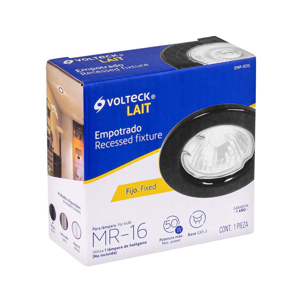 LUMINARIO REDONDO EMPOTRABLE REDONDO FIJO 50W. NEGRO LED O HALOGENO EMP-101S 46613 TRUPER *** OFRECER YD-220/N ***