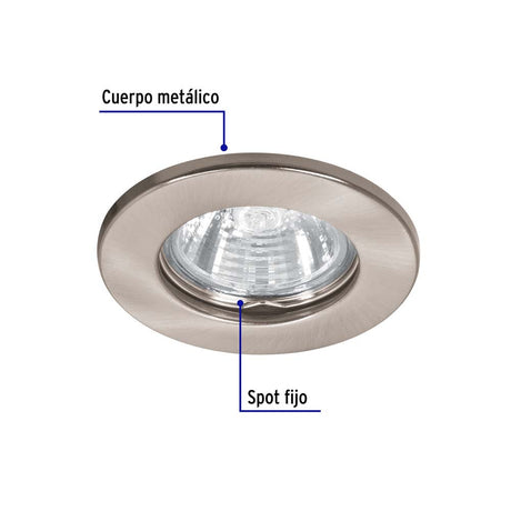 LUMINARIO REDONDO EMPOTRABLE REDONDO FIJO 50W. SATIN LED O HALOGENO EMP-104S 46614 TRUPER *** OFRECER YD-220/S ***