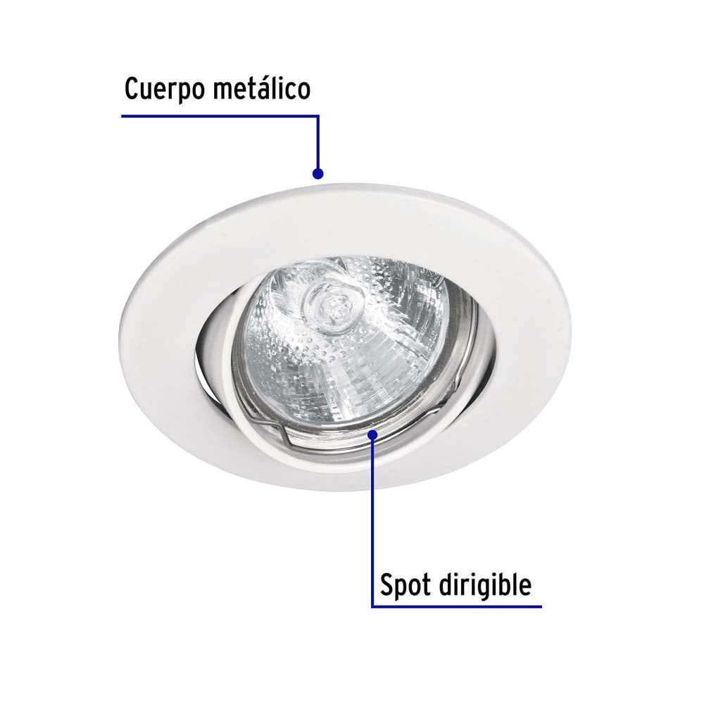 LUMINARIO REDONDO EMPOTRABLE DIRIGIBLE 50W. BLANCO LED O HALOGENO EMP-103S 46615 TRUPER *** OFRECER YD-330/B ***