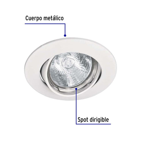 LUMINARIO REDONDO EMPOTRABLE DIRIGIBLE 50W. BLANCO LED O HALOGENO EMP-103S 46615 TRUPER *** OFRECER YD-330/B ***