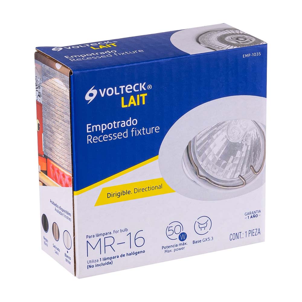 LUMINARIO REDONDO EMPOTRABLE DIRIGIBLE 50W. BLANCO LED O HALOGENO EMP-103S 46615 TRUPER *** OFRECER YD-330/B ***