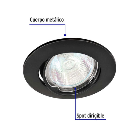 LUMINARIO REDONDO EMPOTRABLE 50W. DIRIGIBLE NEGRO LED O HALOGENO EMP-104S 46617 TRUPER *** OFRECER YD-330/N ***