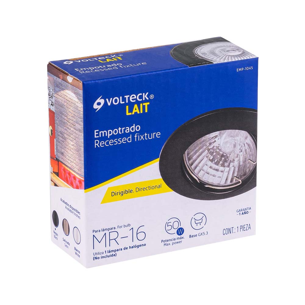 LUMINARIO REDONDO EMPOTRABLE 50W. DIRIGIBLE NEGRO LED O HALOGENO EMP-104S 46617 TRUPER *** OFRECER YD-330/N ***