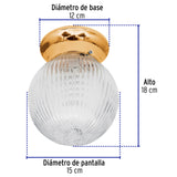 LUMINARIO DECORATIVO SOBREPONER 60W/127V. PANTALLA CRISTAL ACERO LATONADO SOB-102S 46628 TRUPER
