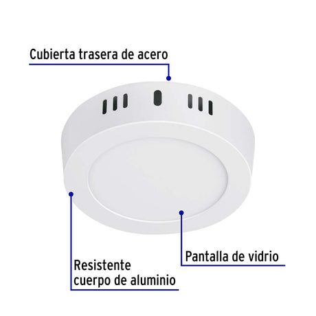 LUMINARIO REDONDO INTERIOR LED 6W 100-240V 6500K BCO *** SUSTITUTO 6PTLLEDR65MVB *** VOLTECK LAIT