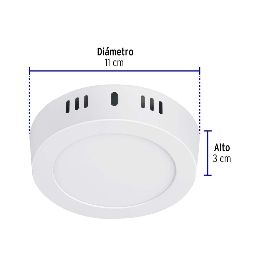 LUMINARIO REDONDO INTERIOR LED 6W 100-240V 6500K BCO *** SUSTITUTO 6PTLLEDR65MVB *** VOLTECK LAIT