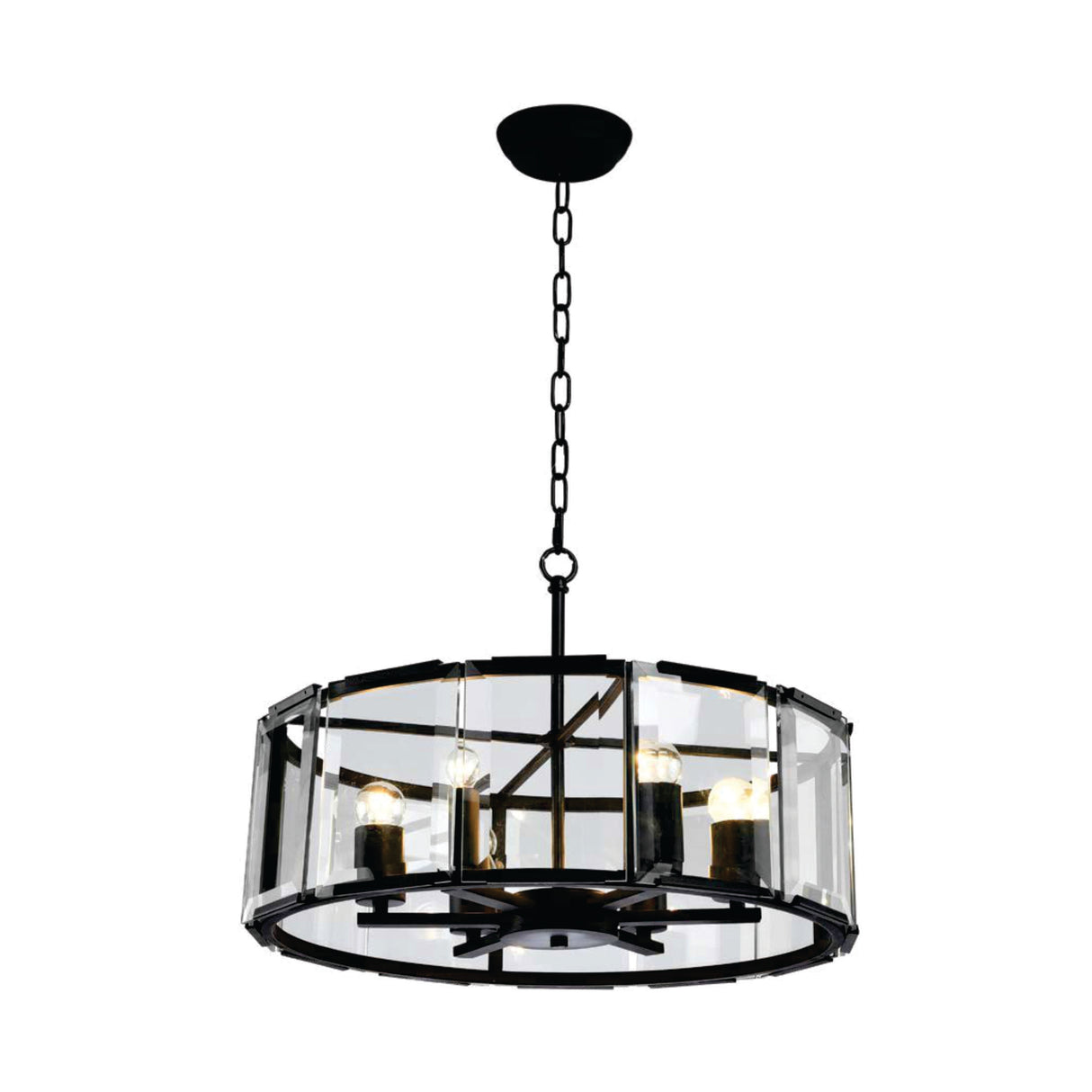 LUMINARIO COLGANTE DE CRISTAL 6X60W S/ FOCO 50X20CM ACABADO NEGRO  STRATTO *** HA. LUMI ***