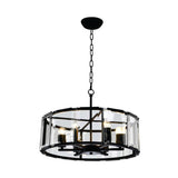 LUMINARIO COLGANTE DE CRISTAL 6X60W S/ FOCO 50X20CM ACABADO NEGRO  STRATTO *** HA. LUMI ***