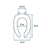 ASIENTO ALARGADO PARA WC ABIERTO AZUL FOSET AQUA