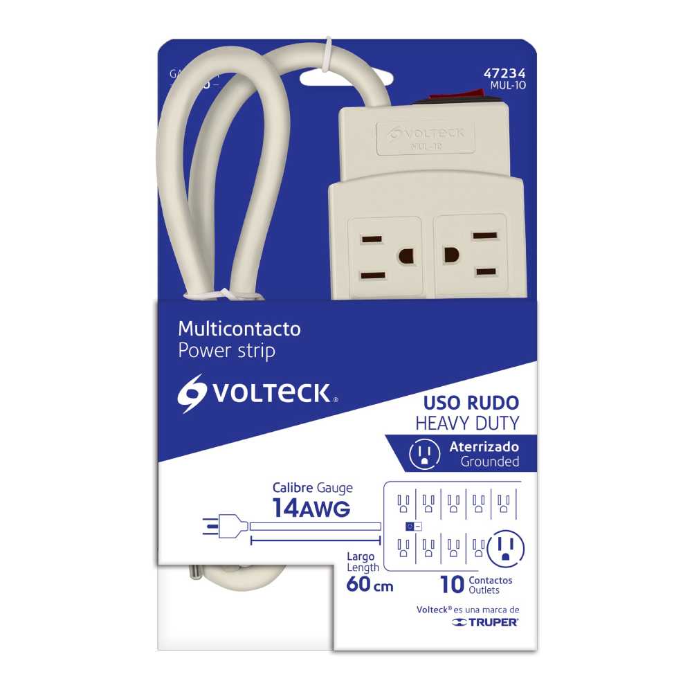 MULTICONTACTO USO RUDO 10 ENTRADAS 60CMS. MUL-10 47251 TRUPER