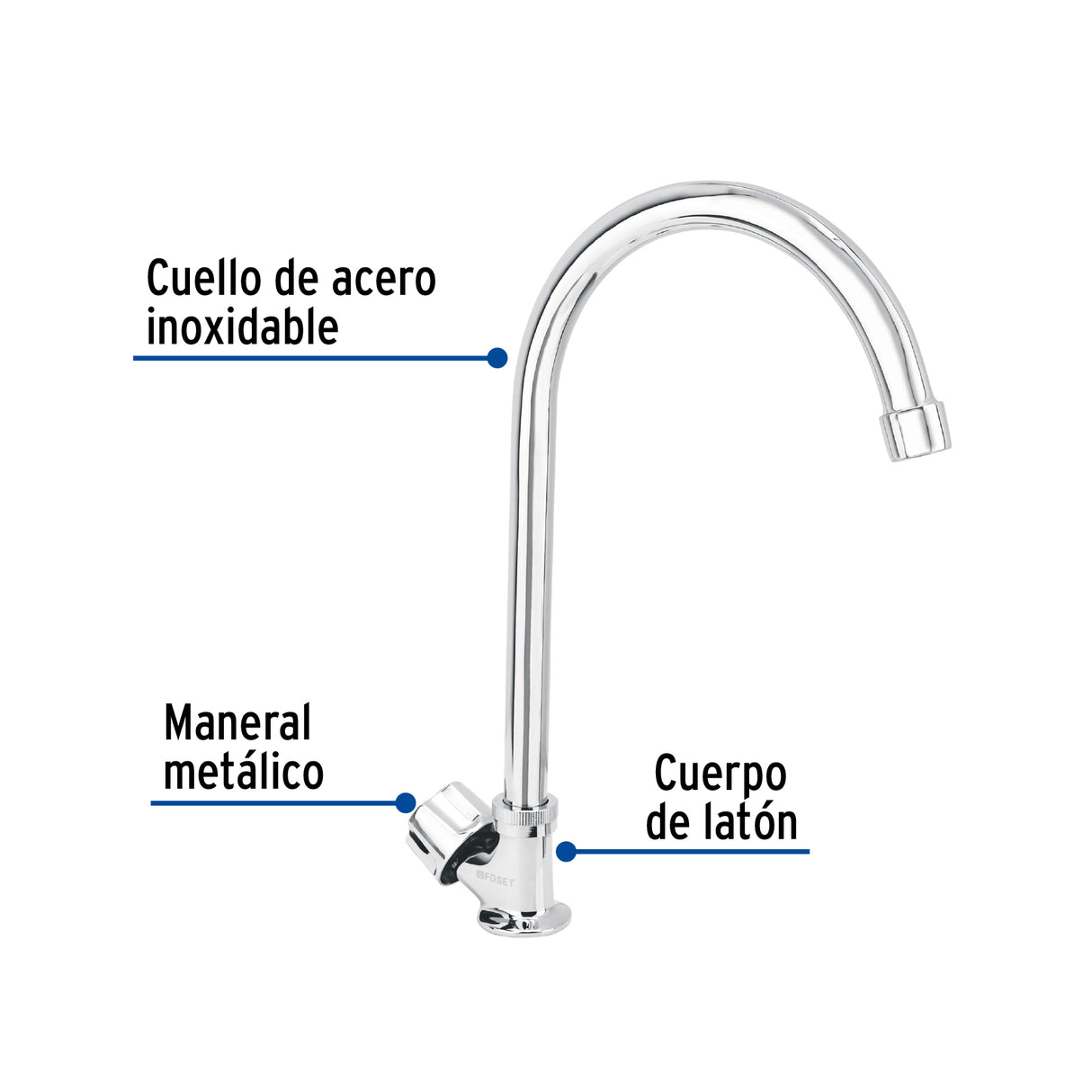 LLAVE INDIVIDUAL PARA FREGADERO CUELLO CURVO FOSET