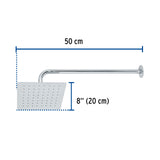 REGADERA CUADRADA 8" ACERO INOX CON BRAZO CROMO FOSET TUBIG