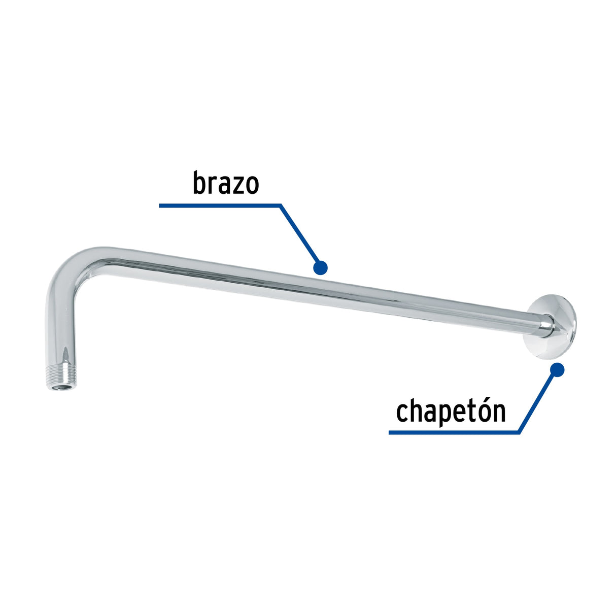 BRAZO RECTO 50CM CON CHAPETON PARA REGADERA CROMO FOSET TUBIG