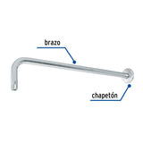 BRAZO RECTO 50CM CON CHAPETON PARA REGADERA CROMO FOSET TUBIG