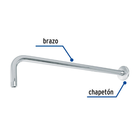 BRAZO RECTO 50CM CON CHAPETON PARA REGADERA CROMO FOSET TUBIG