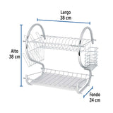 ESCURRIDOR DE ACERO CROMADO 2 NIVLES P/  TRASTES MCA TRUPPER