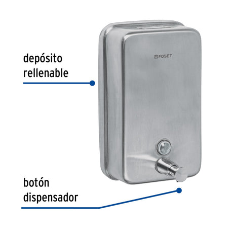 DOSIFICADOR DE ACERO INOX. PARA JABON LIQUIDO FOSET