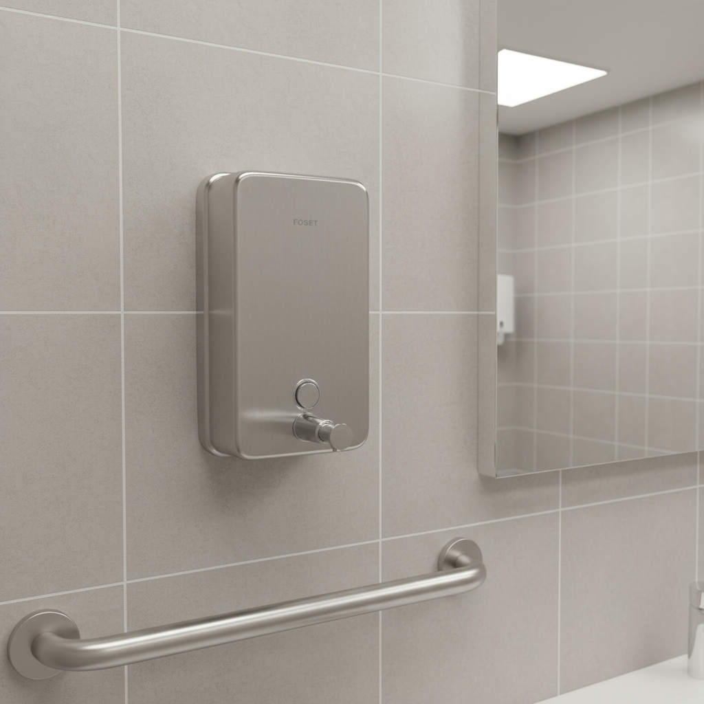 DOSIFICADOR DE ACERO INOX. PARA JABON LIQUIDO FOSET