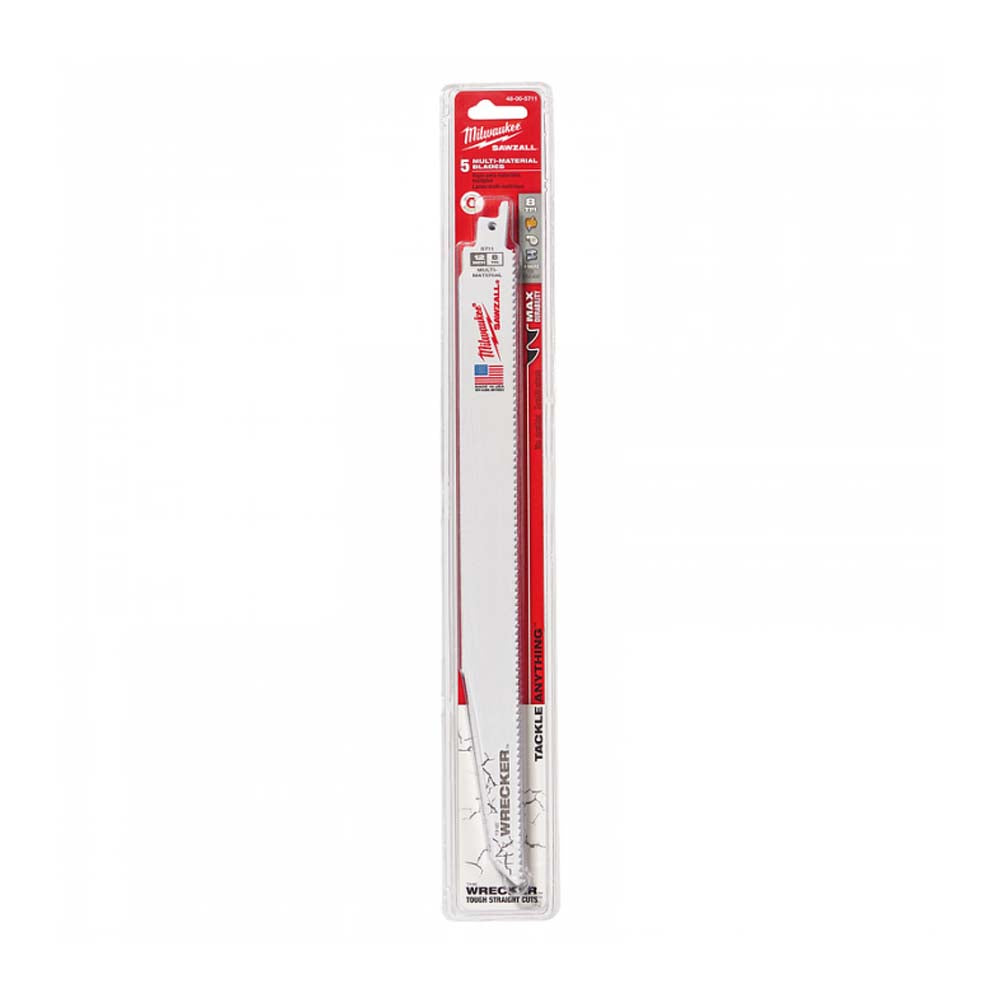 SEGUETA DE METAL THE WRECKER PARA SIERRA SABLE 8 DIENTES X PULGADA 12" DE LARGO 5 PIEZAS MILWAUKEE *** HAE ***