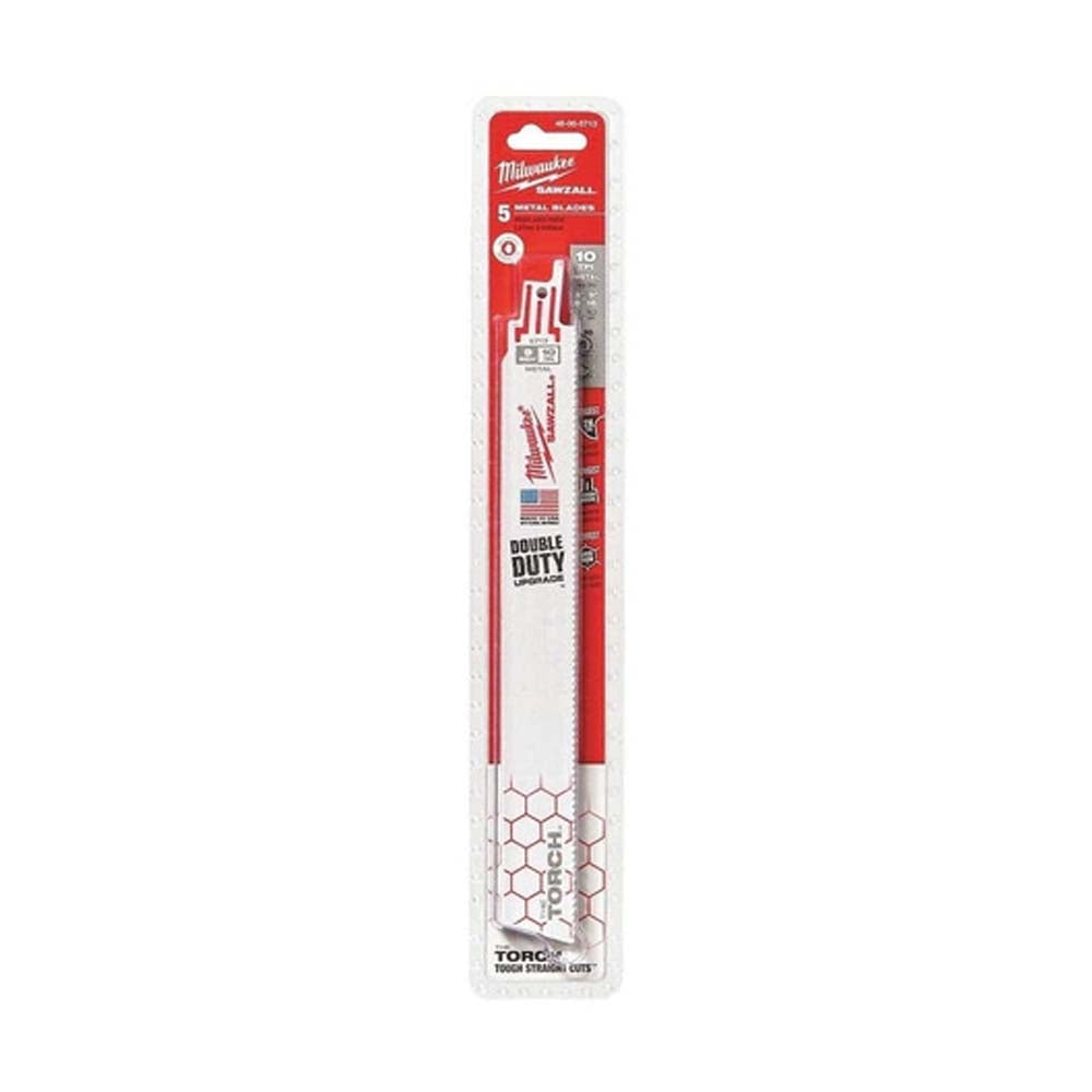 SEGUETA DE METAL THE TORCH PARA SIERRA SABLE 10 DIENTES X PULGADA 9" DE LARGO 5 PIEZAS MILWAUKEE