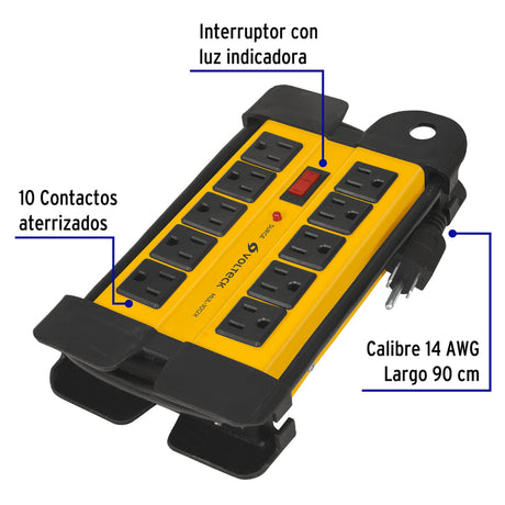 MULTICONTACTO INDUSTRIAL SUPRESOR PICOS CAL. 14 AWG 10 ENTRADAS MUL-1012X 48190