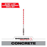 BROCA PARA CONCRETO CON PUNTA DE CARBURO 3/16"X 6" MILWAUKEE