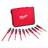 KIT DE DESTORNILLADORES AISLADOS 1000V CON ESTUCHE DE GOMA EVA **10 PIEZAS** MILWAUKEE