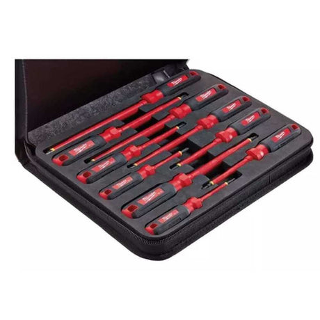 KIT DE DESTORNILLADORES AISLADOS 1000V CON ESTUCHE DE GOMA EVA **10 PIEZAS** MILWAUKEE